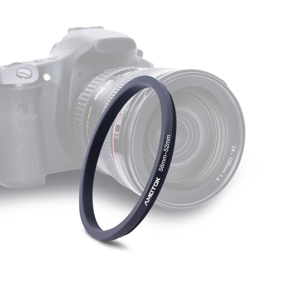 58mm Lens to 52mm Camera Filters Ring Compatible All 58mm Camera Lenses to 52mm UV CPL ND Filter Accessory and 52 mm Lens Hood
