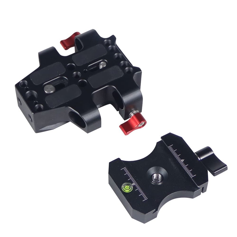 BGNing Camera Base Plate, Quick Release Plate, Camera Tripod Base Plate with Dual 15mm Rod Rail Clamp 38mm Dovetail Expansion for A7C/GH5S/XT4 Camera Cage (Plate +Quick Release Plate)
