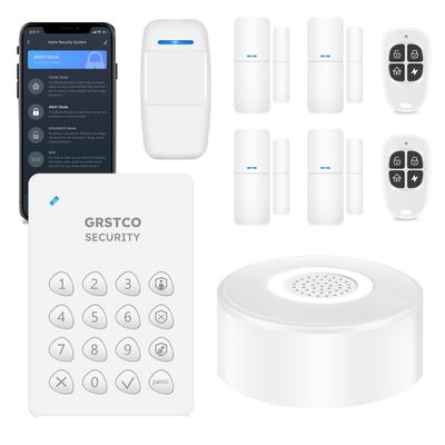 WiFi Alarm System, Smart Home Alarm System Wireless 9 Piece-kit, DIY Alarm System, Door Window Sensor, Motion Sensor, Remote, Keypad, Work with Alexa, for House, Apartment Security by GRSICO 2nd Gen