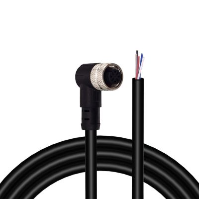 Lonlonty M12 Connector Aviation Sensor Cable - Female 4 Pin Right Angle 6.5Ft/2M Aviation Socket Waterproof Electrical Cable for Industrial Automation Control,Fieldbus Module,Device Network