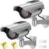 PreZiouz Solar Powered Dummy Security Camera, Bullet Fake Security Cameras, Simulated Surveillance System with Red LED Light and CCTV Stickers for Home Businesses Indoor/Outdoor (2 Packs, Silver) view 1