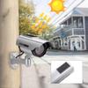 PreZiouz Solar Powered Dummy Security Camera, Bullet Fake Security Cameras, Simulated Surveillance System with Red LED Light and CCTV Stickers for Home Businesses Indoor/Outdoor (2 Packs, Silver) view 2