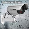 PreZiouz Solar Powered Dummy Security Camera, Bullet Fake Security Cameras, Simulated Surveillance System with Red LED Light and CCTV Stickers for Home Businesses Indoor/Outdoor (2 Packs, Silver) view 4