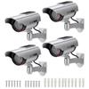 PreZiouz Solar Powered Fake Security Cameras, Bullet Dummy Security Camera, Simulated Surveillance Camera with Flashing Light and CCTV Stickers for Home Businesses Indoor/Outdoor (4 Packs, Silver) view 1
