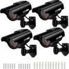 PreZiouz Solar Powered Dummy Security Camera, Bullet Fake Security Cameras, Simulated Surveillance System with Red LED Light and CCTV Stickers for Home Businesses Indoor/Outdoor (4 Packs, Black) view 1