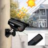 PreZiouz Solar Powered Dummy Security Camera, Bullet Fake Security Cameras, Simulated Surveillance System with Red LED Light and CCTV Stickers for Home Businesses Indoor/Outdoor (4 Packs, Black) view 2