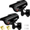 PreZiouz Solar Powered Fake Security Cameras, Bullet Dummy Security Camera, Simulated Surveillance Camera with Flashing Light and CCTV Stickers for Home Businesses Indoor/Outdoor (2 Packs, Black) view 1