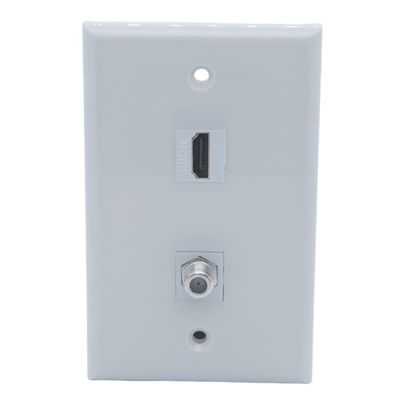 1Gang Colorful 1 Port HDMI 1 Port Coaxial F RG6 Female To Female Wall Plate (Gray)