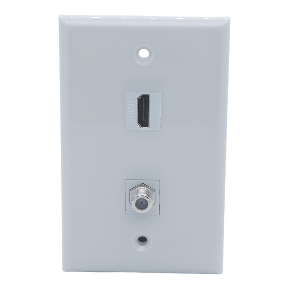 1Gang Colorful 1 Port HDMI 1 Port Coaxial F RG6 Female To Female Wall Plate (Gray)