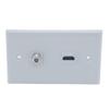 1Gang Colorful 1 Port HDMI 1 Port Coaxial F RG6 Female To Female Wall Plate (Gray) view 4