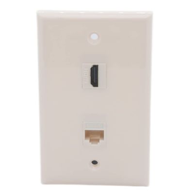 1Gang Colorful 1 Port HDMI 1 Port CAT6 RJ45 Female To Female Wall Plate (Ivory)