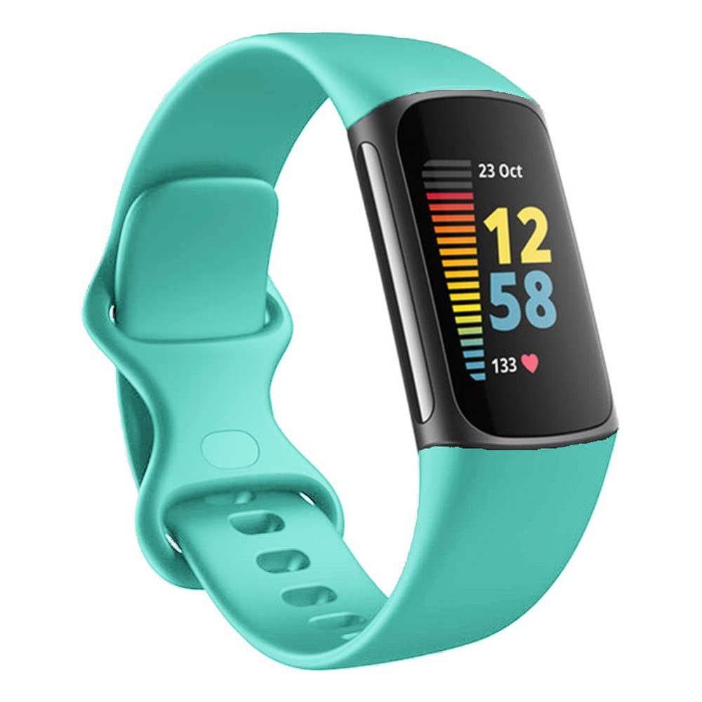 Seleek Replacement Silicone Band for Fitbit Charge 5, Waterproof, Unisex, Teal, Small/Large