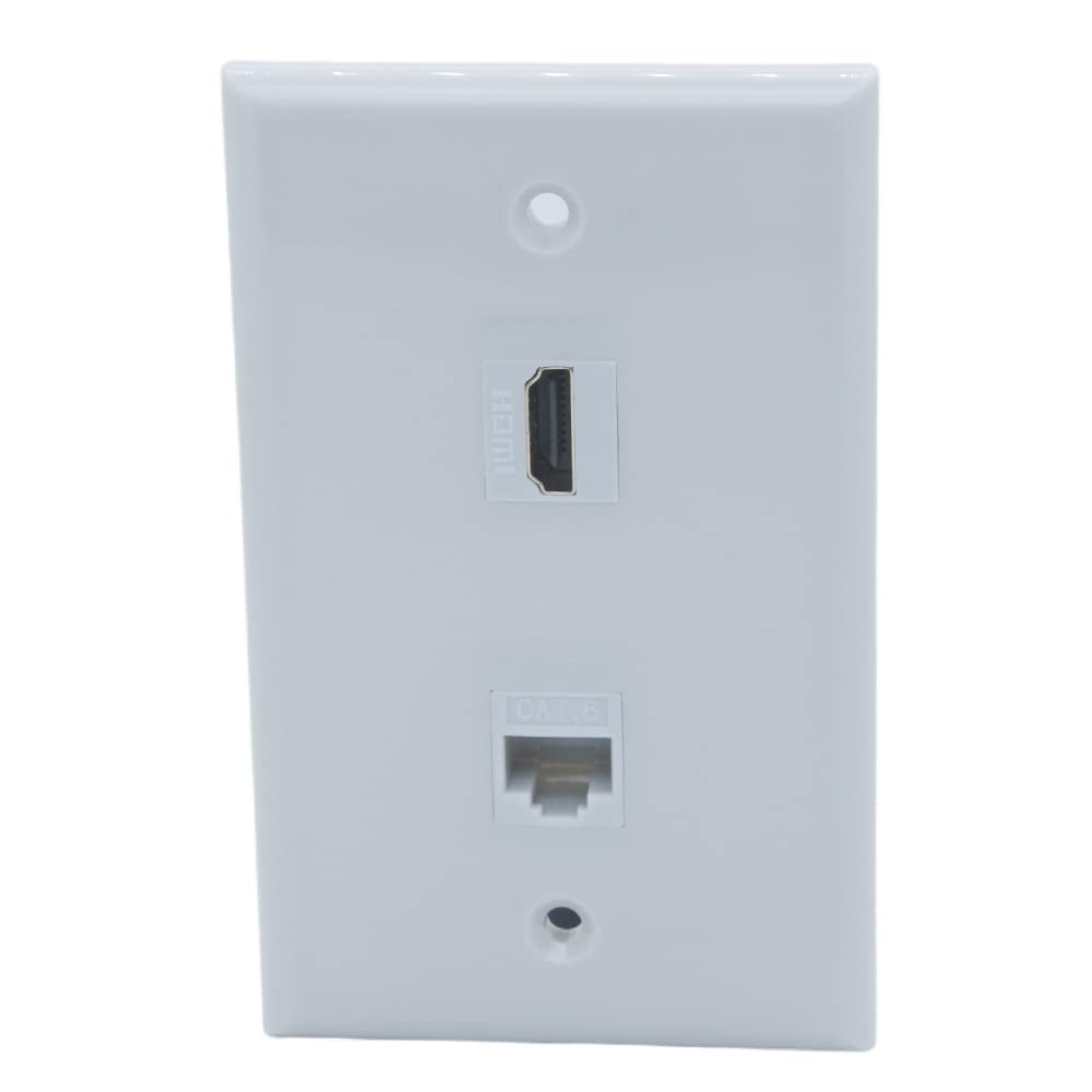 1Gang Colorful 1 Port HDMI 1 Port CAT6 RJ45 Female To Female Wall Plate (Gray)