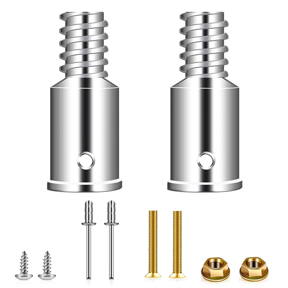 Sartatue Thread Tip Replacement,Ultra Threaded Tip Repair Kit 1 Inch Extension Pole Adapter Tips Metal Threaded Handle Tips for Mop Broom Brush (1 Inch-2PCS)