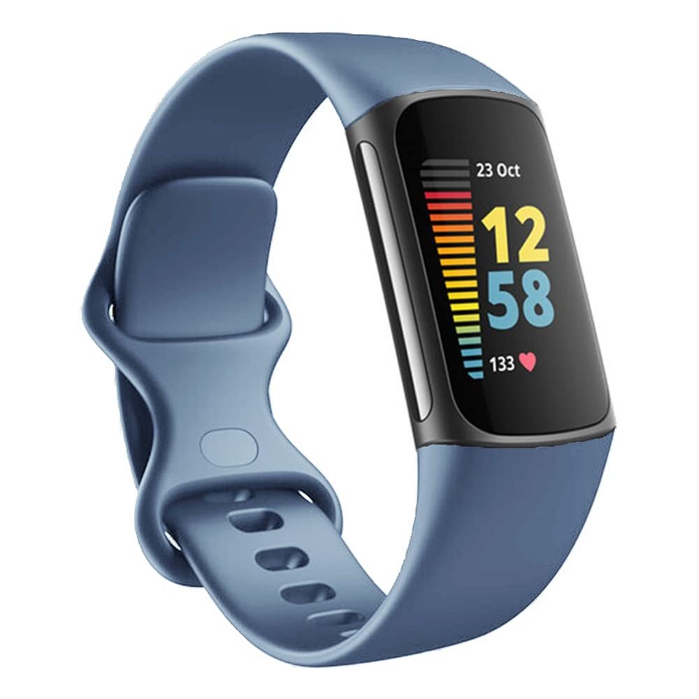Replacement Bands Compatible with Fitbit Charge 5 Band/Fitbit Charge 6 Band for Women Men, Silicone Fitness Sport Wristbands for Women Men Small Large (Small, Steel Blue)