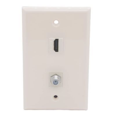 1Gang Colorful 1 Port HDMI 1 Port Coaxial F RG6 Female To Female Wall Plate (Ivory)