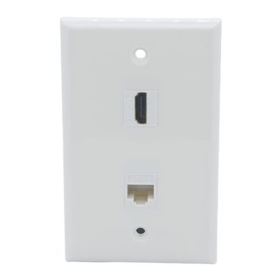 1Gang Colorful 1 Port HDMI 1 Port CAT6 RJ45 Female To Female Wall Plate (Almond)