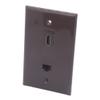 1Gang Colorful 1 Port HDMI 1 Port CAT6 RJ45 Female To Female Wall Plate (Brown) view 3