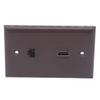 1Gang Colorful 1 Port HDMI 1 Port CAT6 RJ45 Female To Female Wall Plate (Brown) view 4