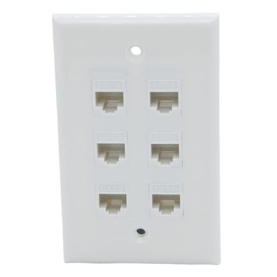 1Gang Colorful 6 Ports CAT6 RJ45 Female To Female Wall Plate (Almond)