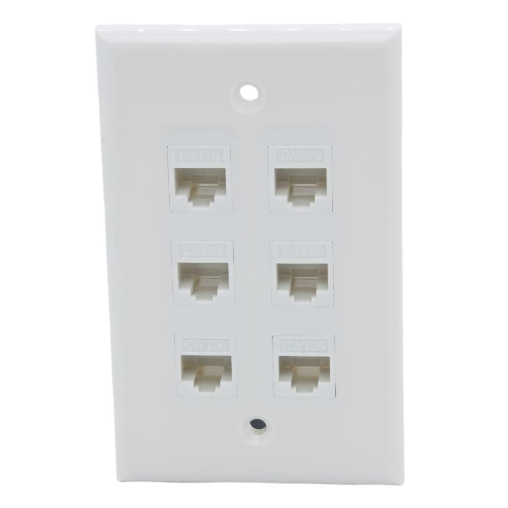 1Gang Colorful 6 Ports CAT6 RJ45 Female To Female Wall Plate (Almond)