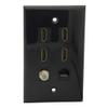 1Gang Colorful 4 Ports HDMI 1 Port Coaxial F RG6 1 Port CAT6 RJ45 Female To Female Wall Plate (Black) view 1