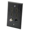 1Gang Colorful 4 Ports HDMI 1 Port Coaxial F RG6 1 Port CAT6 RJ45 Female To Female Wall Plate (Black) view 2