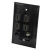 1Gang Colorful 4 Ports HDMI 1 Port Coaxial F RG6 1 Port CAT6 RJ45 Female To Female Wall Plate (Black) view 3