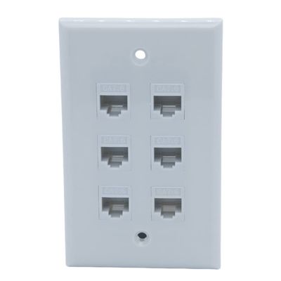 1Gang Colorful 6 Ports CAT6 RJ45 Female To Female Wall Plate (Gray)