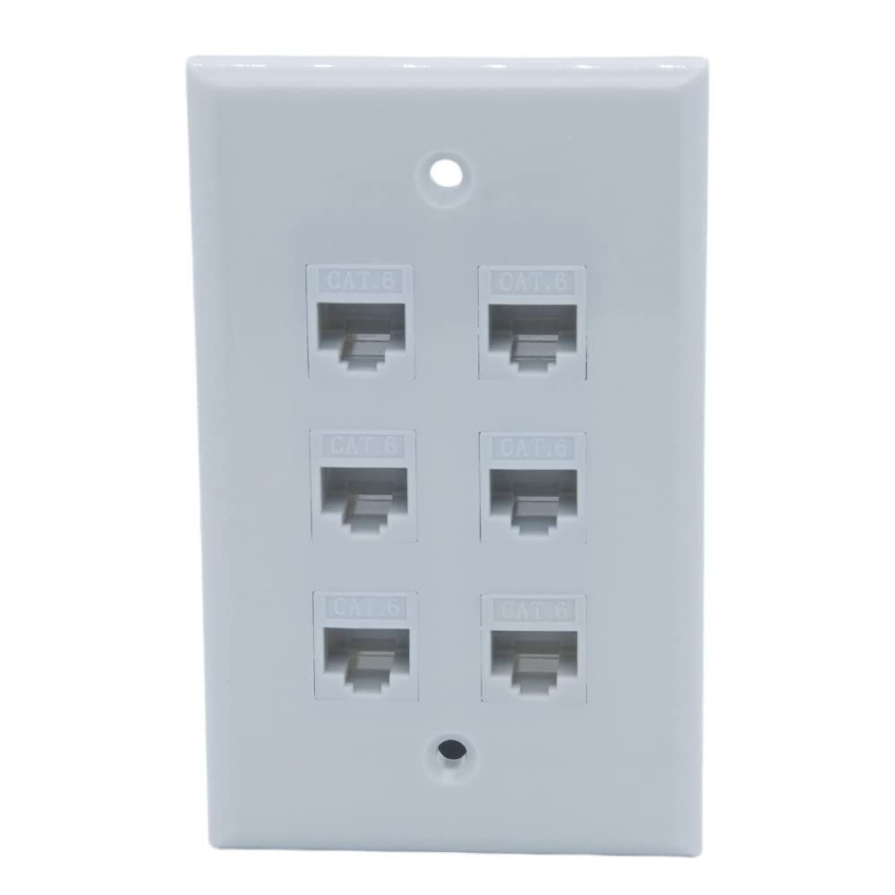 1Gang Colorful 6 Ports CAT6 RJ45 Female To Female Wall Plate (Gray)