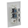 1Gang Colorful 3 Ports HDMI 2 Ports USB 3.0 1 Port CAT6 RJ45 Female To Female Wall Plate (Almond) view 3