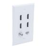 1Gang Colorful 4 Ports HDMI 1 Port Coaxial F RG6 1 Port CAT6 RJ45 Female To Female Wall Plate (White) view 2