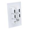 1Gang Colorful 4 Ports HDMI 1 Port Coaxial F RG6 1 Port CAT6 RJ45 Female To Female Wall Plate (White) view 3