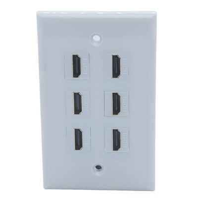 1Gang Colorful 6 Ports HDMI Female To Female Wall Plate (Gray)