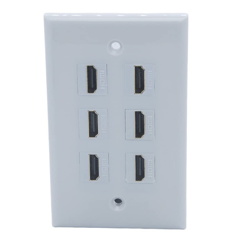 1Gang Colorful 6 Ports HDMI Female To Female Wall Plate (Gray)