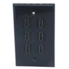 1Gang Colorful 6 Ports HDMI Female To Female Wall Plate (Black) view 1