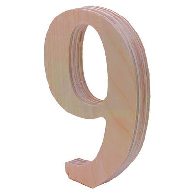 4 Tall Wooden Number 9  1/2 Thick Baltic Birch  Paintable DIY Decor, Signs & Crafts - Pack of 1