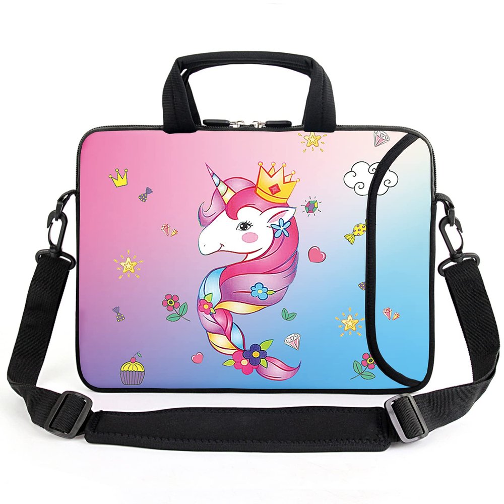 AMARY 15.4" 15.6" laptop sleeve adjustable shoulder strap with handle accessory pocket for men women (15" JDB-1)