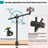 Camera Desk Mount Webcam Stand with Overhead Articulating Magic Boom Arm 1/4" Ball Head for DSLR Tripod, Adjustable Light Stand, Tabletop C Clamp for Ring Light Photo Video Shooting Live Streaming view 4