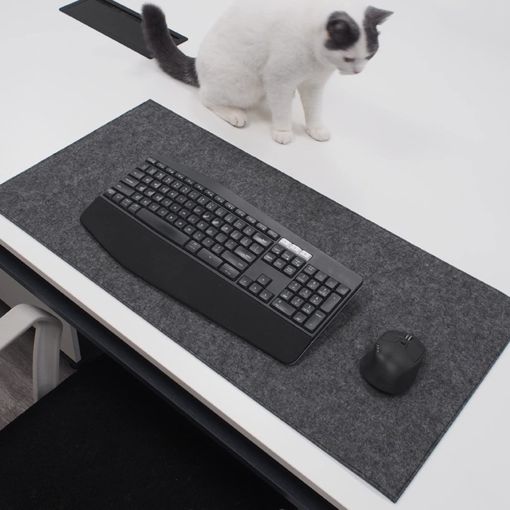 ZPEE Felt Gaming Mouse Pad Large,Not-Slip Mouse Mats for Computer Writing Mat for Desk Mice Mat Washable Keyboard Mat-Dark Gray 60x120cm