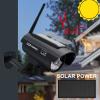 QQCherry Fake Security Camera, Solar Powered Dummy Security Camera Simulated Surveillance System with Light Sensor and LED Light for Home and Businesses Security Indoor/Outdoor(4Pack, Black) view 3