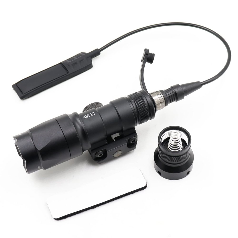 LThyzszb Tactical Picatinny Flashlight M300A Mini Light LED Whitelight with Strobe Weapon Light with Pressure Switch Tactical Flashlight 400 Lumens (Black, M300A)