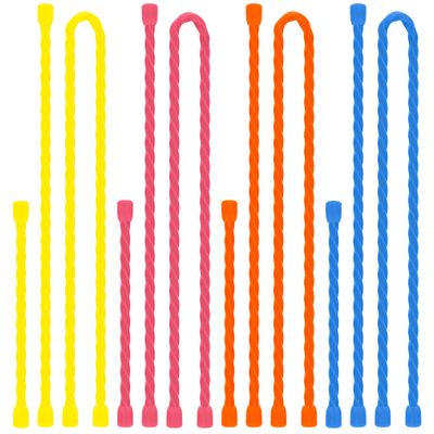 Dreamxiang 12Pcs 4 6 12inchs Silicone Cable Ties Reusable Steel-Core Silicone Twist Ties Cable Tie Straps for Bundling and Organizing, All Purpose Bendable Holder Strap for Indoor and Out, 4 Colors