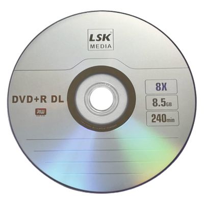 DVD+R DL Double Layer Logo 8X 8.5GB 240min Video  LSK Media Logo Top, 50 Pack in Spindle | Blank DVDs for Burning Video | DVD Discs Blank | Recordable DVDs