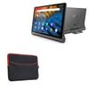BoxWave Case Compatible with Lenovo Yoga Smart Tab Wi-Fi - SoftSuit with Pocket, Soft Pouch Neoprene Cover Sleeve Zipper Pocket - Jet Black with Red Trim view 1