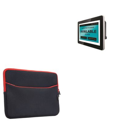 BoxWave Case Compatible with AIS IPW10IB3S-H2-POE-PCT - SoftSuit with Pocket, Soft Pouch Neoprene Cover Sleeve Zipper Pocket - Jet Black with Red Trim