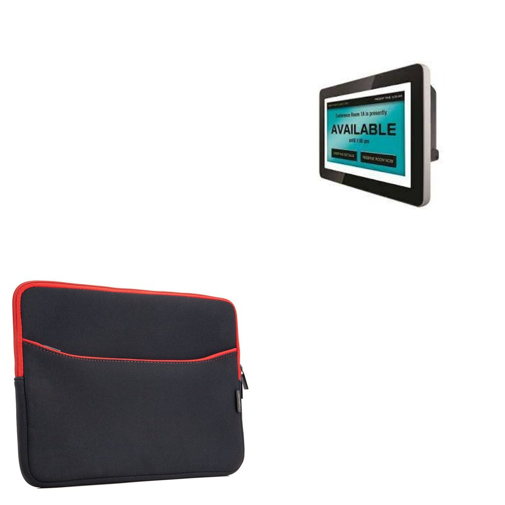 BoxWave Case Compatible with AIS IPW10IB3S-H2-POE-PCT - SoftSuit with Pocket, Soft Pouch Neoprene Cover Sleeve Zipper Pocket - Jet Black with Red Trim