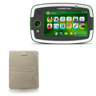 BoxWave Case Compatible with Leapfrog LeapPad Platinum - Velvet Pouch Stand, Velour Slip Sleeve Built-in Foldable Kickstand - Tan
