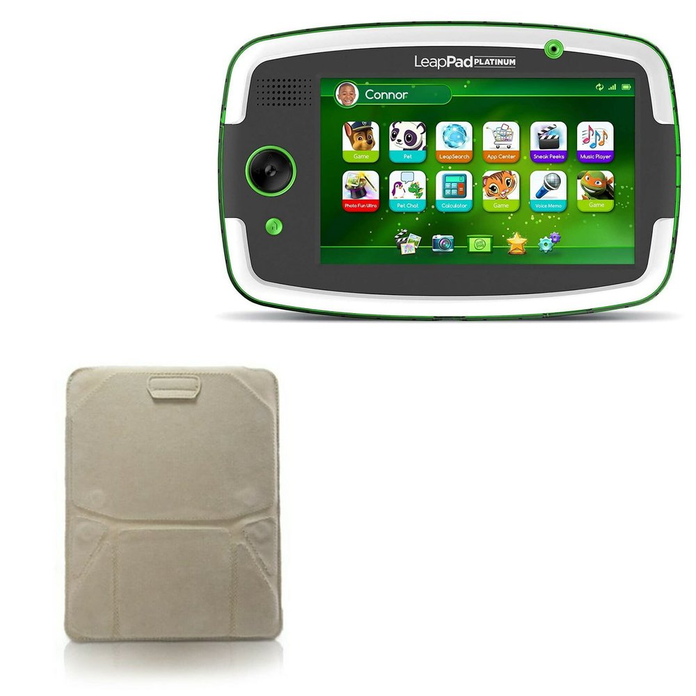 BoxWave Case Compatible with Leapfrog LeapPad Platinum - Velvet Pouch Stand, Velour Slip Sleeve Built-in Foldable Kickstand - Tan