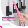 DOMAXCAI 4 Pack Broom Holder Wall Mount, Improved Super Anti-Slip Mop and Broom Holder Wall Mount, Broom Hanger Gripper for Kitchen, Bathroom, Closet, Garden Garage, Black view 2